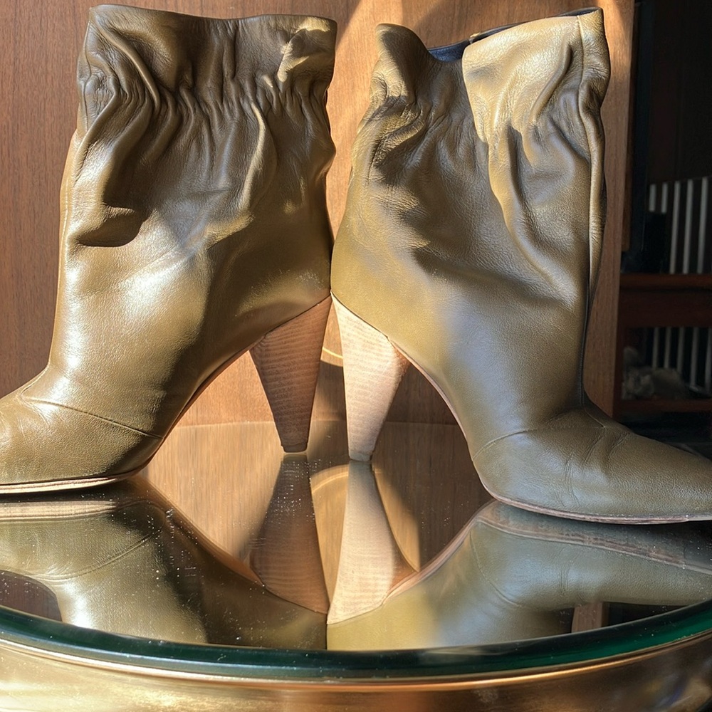 Derek Lam olive green leather booties